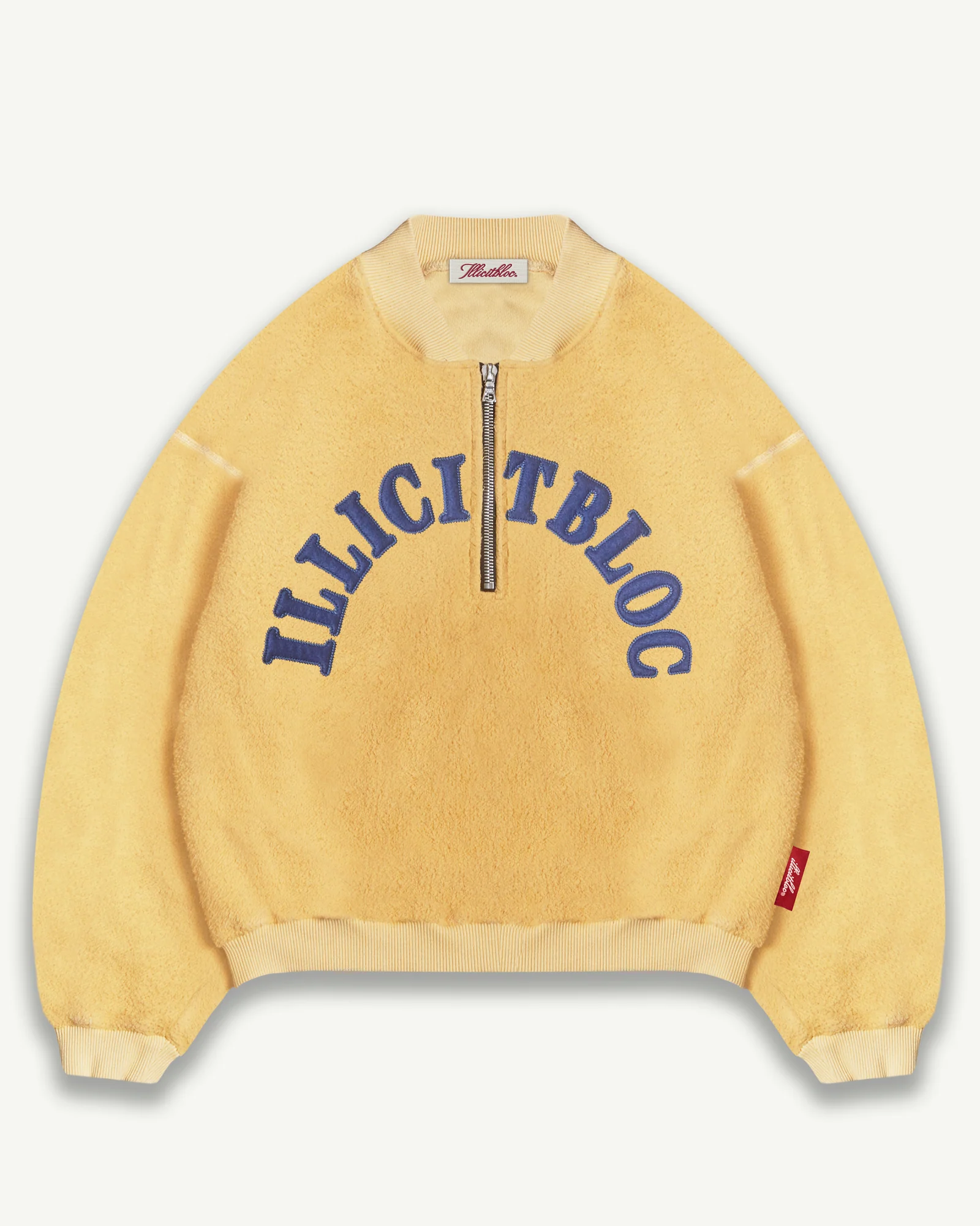 1_4ZIPMIMOSAFINALFINAL ILLICIT BLOC SPELLOUT TEDDYKNIT 1/4 ZIP - MIMOSA