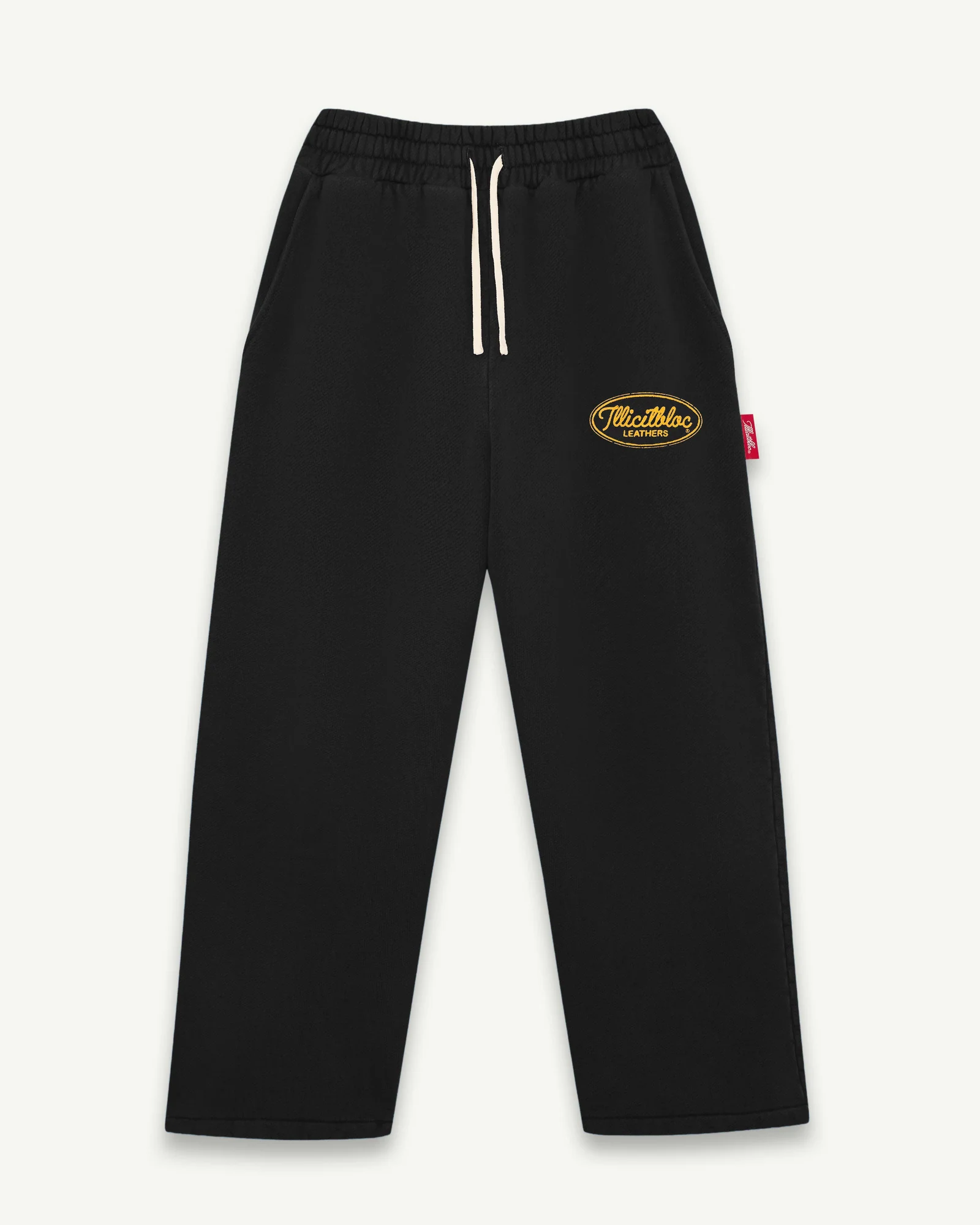 LEATHERSBLACKPANTFRONT_e4ea5d0e-0a9c-4405-8773-159d63bdba9c ILLICIT BLOC SPELLOUT TEDDYKNIT SWEATPANTS - VINTAGE BLACK