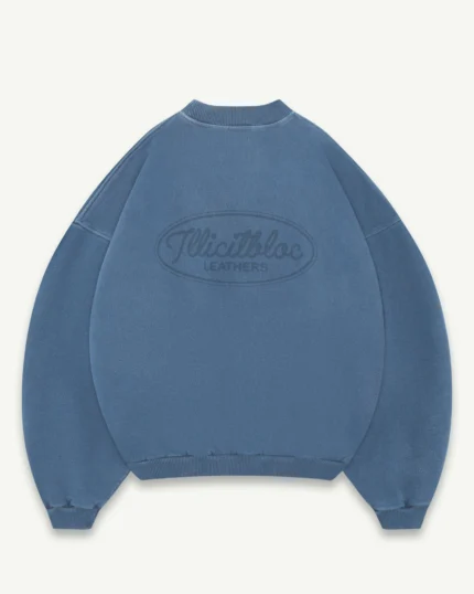 ILLICIT BLOC LEATHERS IRONWEAVE FADED POCKET SWEATSHIRT - CHORE BLUE
