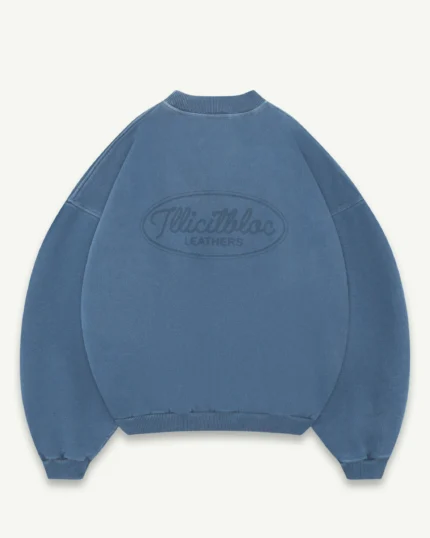 ILLICIT BLOC LEATHERS IRONWEAVE FADED POCKET SWEATSHIRT - CHORE BLUE
