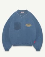 ILLICIT BLOC LEATHERS IRONWEAVE FADED POCKET SWEATSHIRT - CHORE BLUE