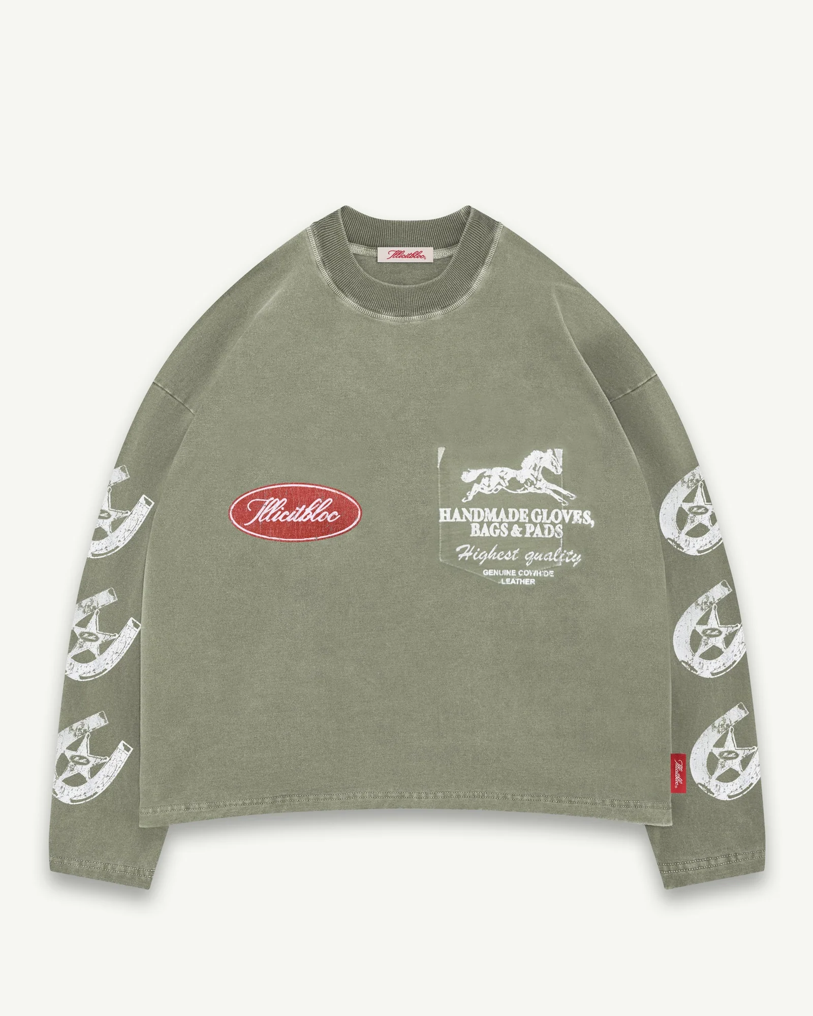 PADSMOSSGRAYcopy ILLICIT BLOC PADS CLOUDWEAVE FADED POCKET LONG SLEEVE T-SHIRT