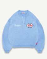 ILLICIT BLOC LAKES CREST IRONWEAVE CREWNECK - POWDER BLUE
