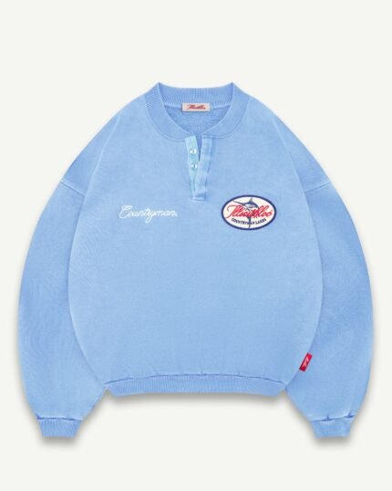 ILLICIT BLOC LAKES CREST IRONWEAVE CREWNECK - POWDER BLUE