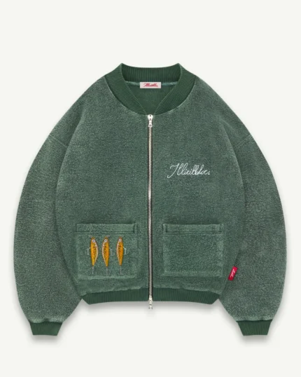 ILLICIT BLOC BAIT TEDDYKNIT BOMBER - HUNTER GREEN