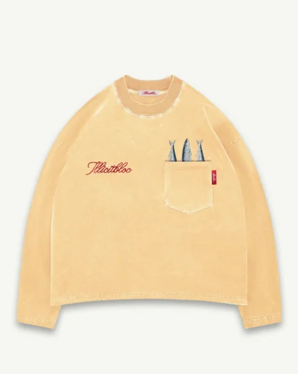 ILLICIT BLOC SARDINE CLOUDWEAVE POCKET LONG SLEEVE - MIMOSA