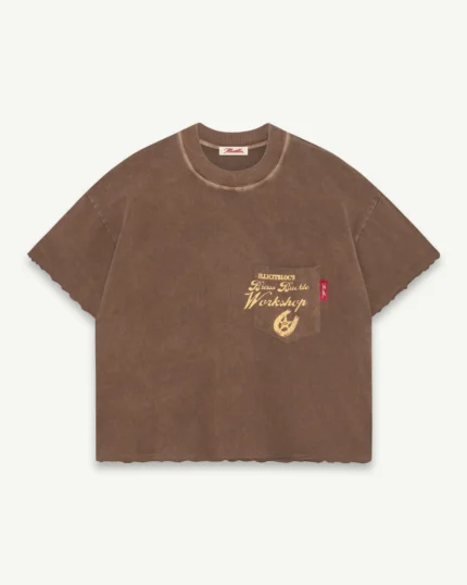 ILLICIT BLOC WORKSHOP FEATHERKNIT T-SHIRT - WASHED BROWN