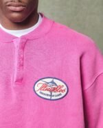 ILLICIT BLOC LAKES CREST IRONWEAVE HENLEY CREWNECK - PINK