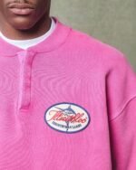 ILLICIT BLOC LAKES CREST IRONWEAVE HENLEY CREWNECK - PINK