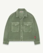 ILLICIT BLOC MOLESKIN RANCH STUD SHIRT - MOSS GRAY
