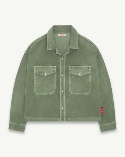 ILLICIT BLOC MOLESKIN RANCH STUD SHIRT - MOSS GRAY